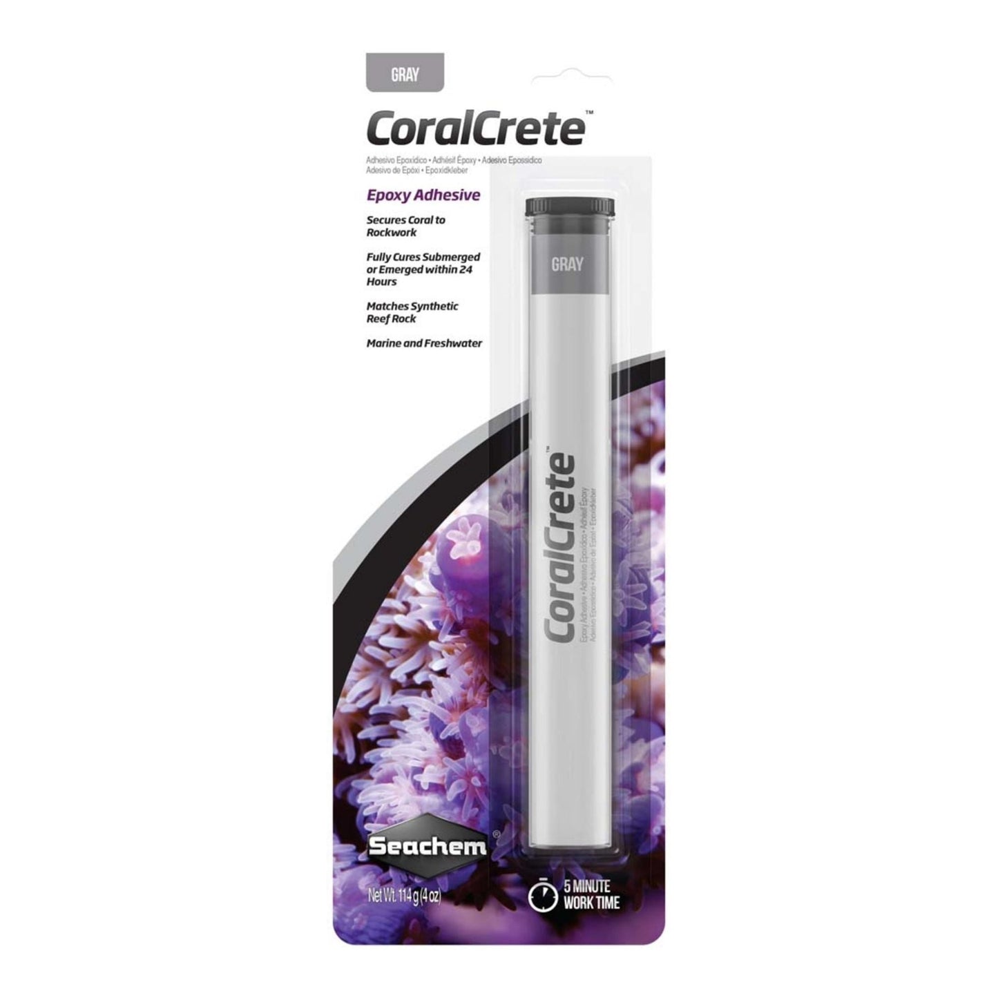 Seachem Laboratories CoralCrete Epoxy Adhesive Grey, 1ea/4oz.