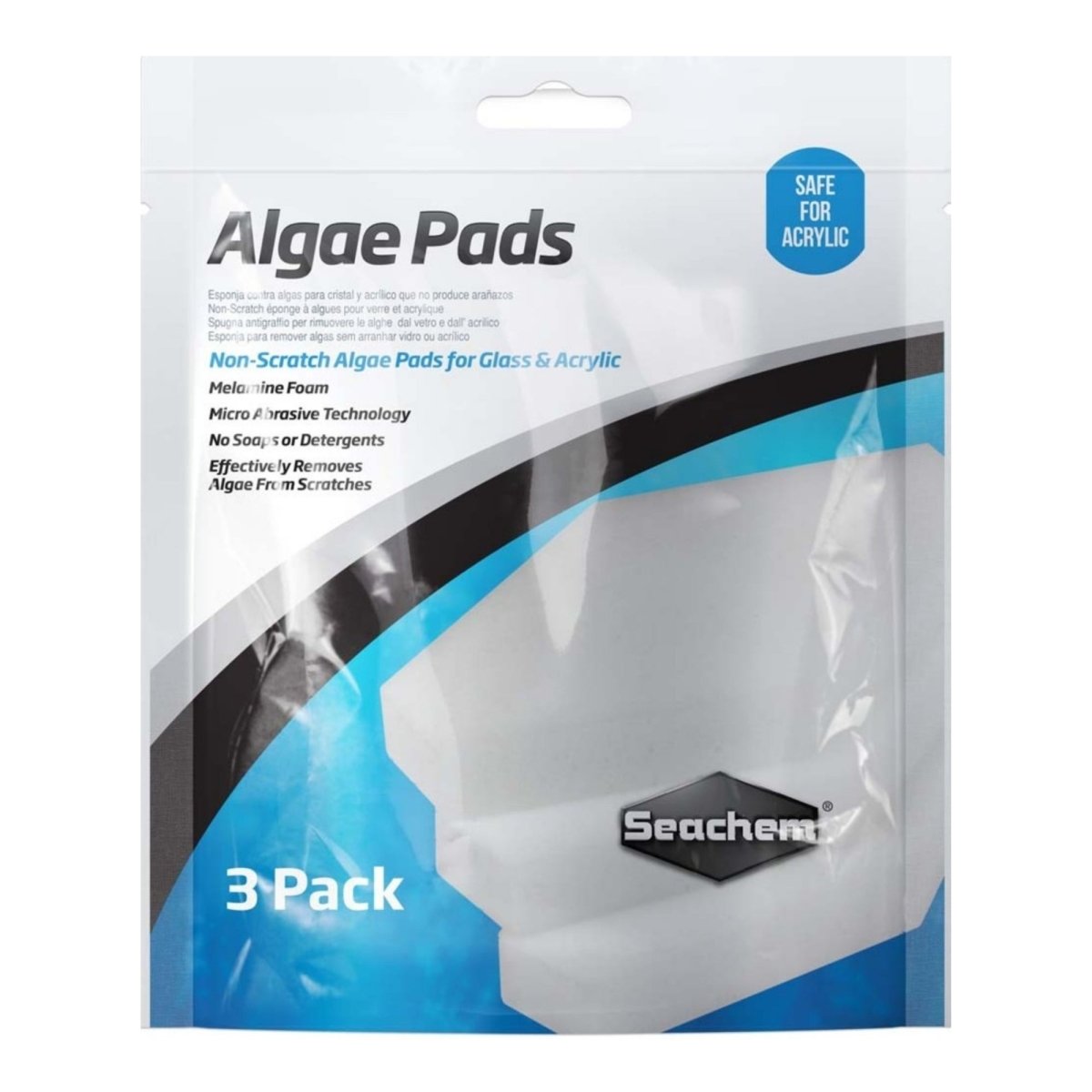 Seachem Laboratories Algae Pad for Glass Acrylic Aquariums White, 1ea/25 mm, 3 pk - Pets Perfect