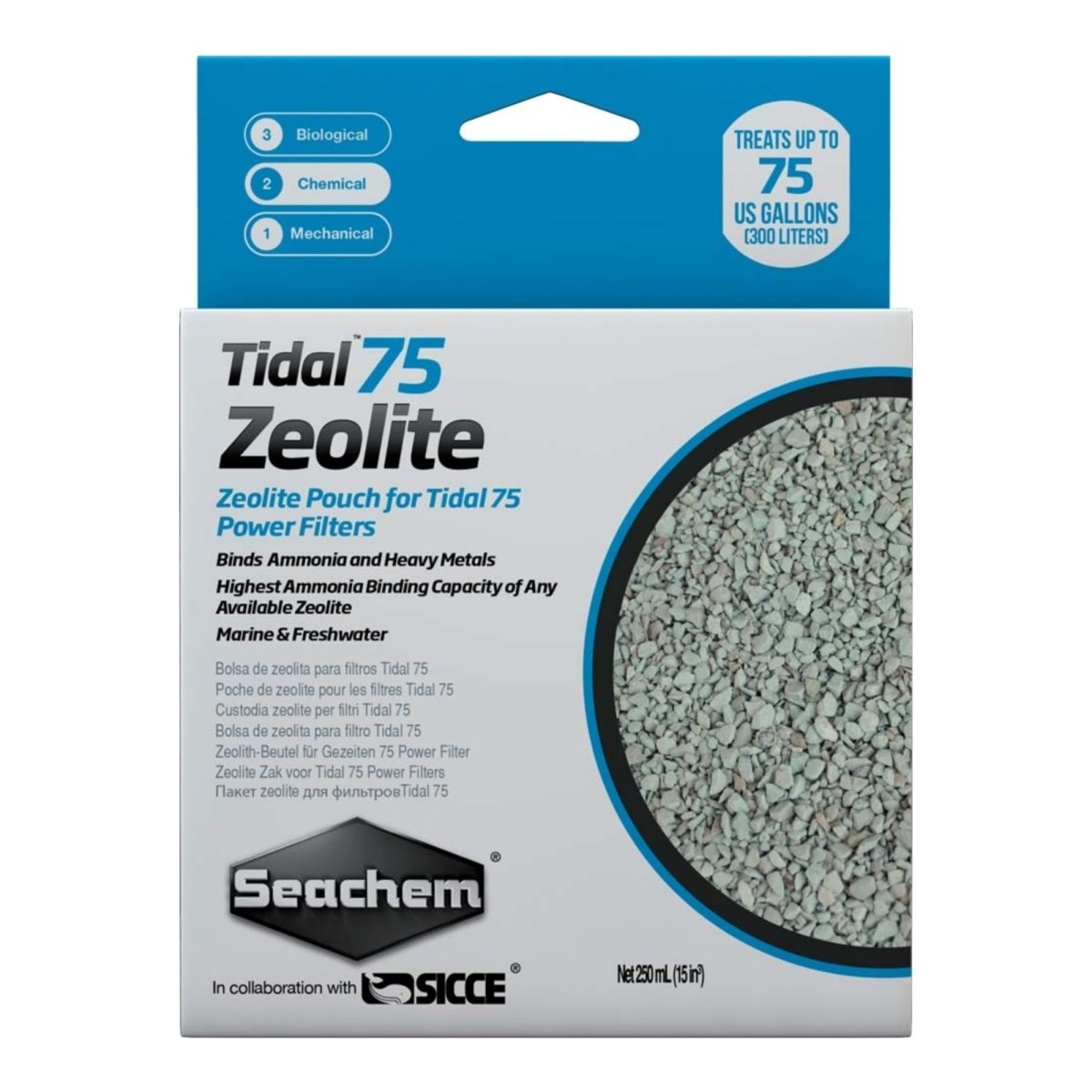 Seachem Laboratories Tidal Zeolite Ammonia and Heavy Metals Binding Media 1ea/250 ml - Pets Perfect