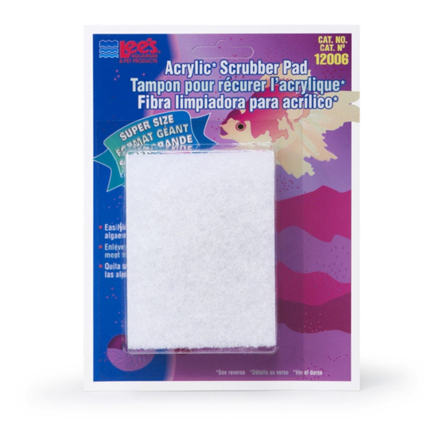 Lee's Aquarium & Pet Products Scrubber Pad for Acrylic Aquariums White, 1ea/3 In X 4 in, Super-Size