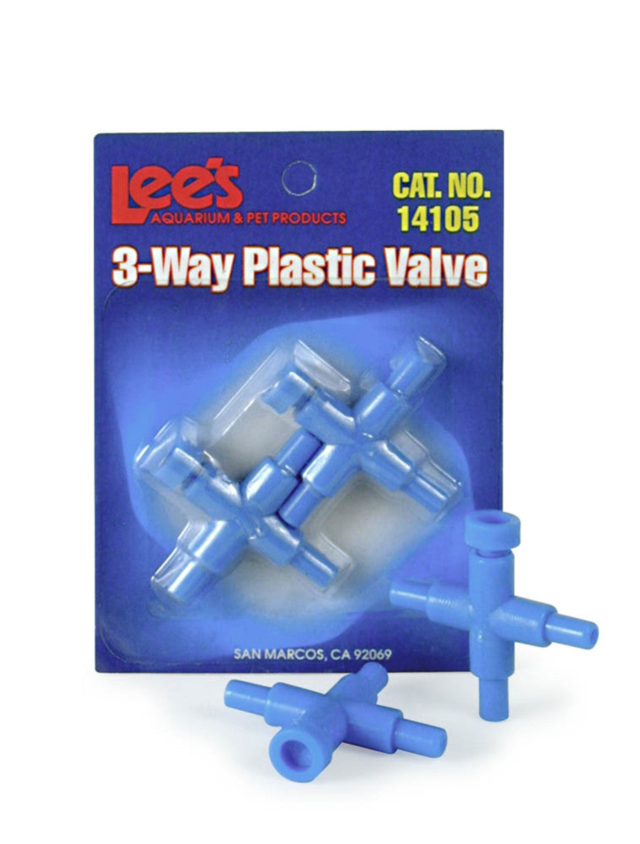 Lee's Aquarium & Pet Products Plastic Valve for Aquarium Pumps 3-Way, Blue, 2 ct