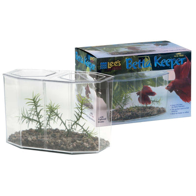 Lee's Aquarium & Pet Products Betta Keeper with Lid Gravel and Plant Clear, 1ea/60oz.