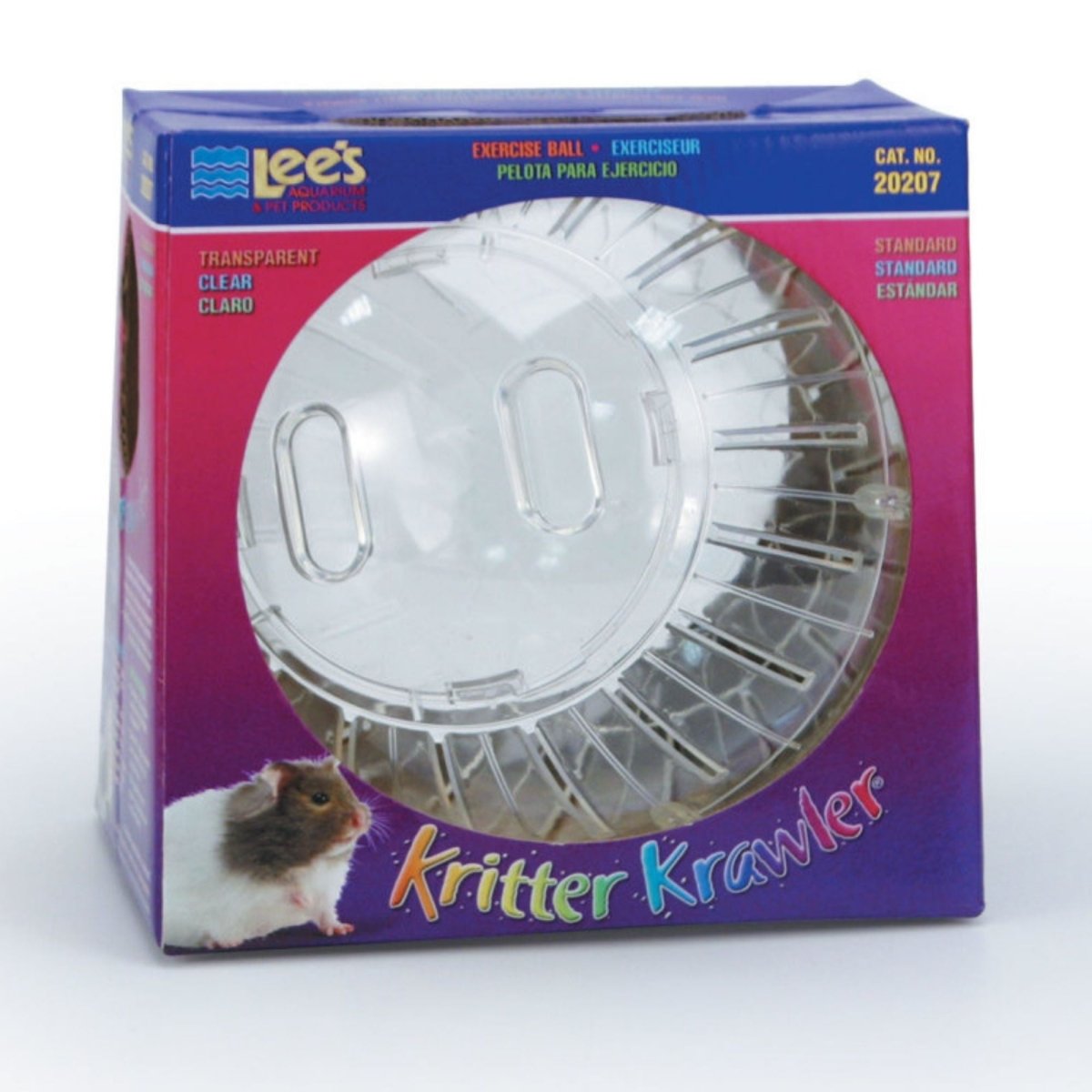 Lee's Aquarium & Pet Products Kritter Krawler Clear View-Thru Running Ball, Clear, Standard - Pets Perfect