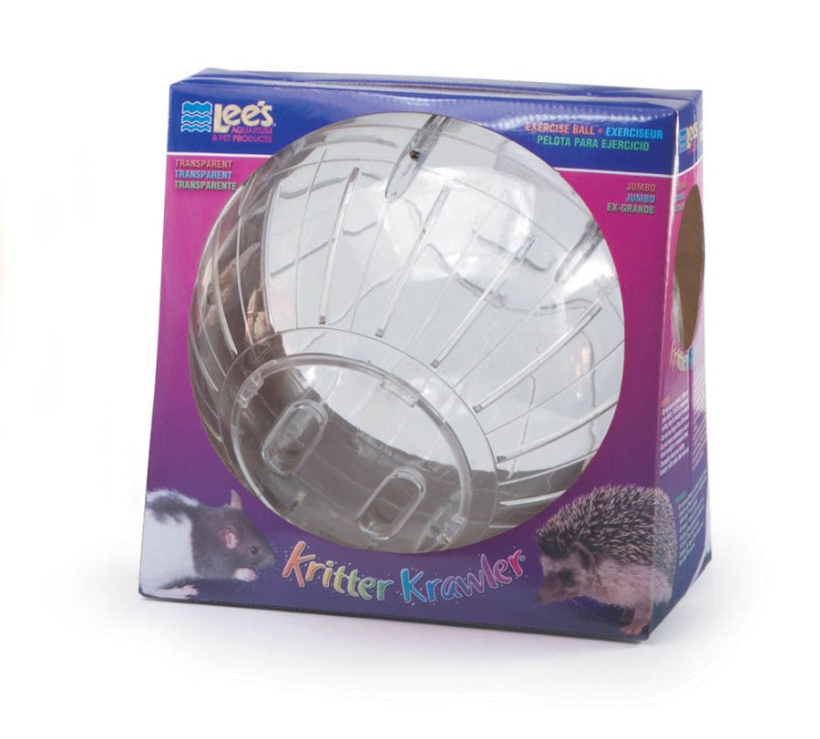 Lee's Aquarium & Pet Products Kritter Krawler Clear View-Thru Running Ball, Clear, Jumbo - Pets Perfect