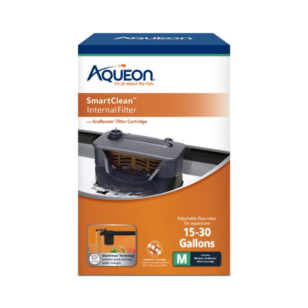 Aqueon QuietFlow Internal Aquarium Filter with SmartClean Technology Medium - Pets Perfect
