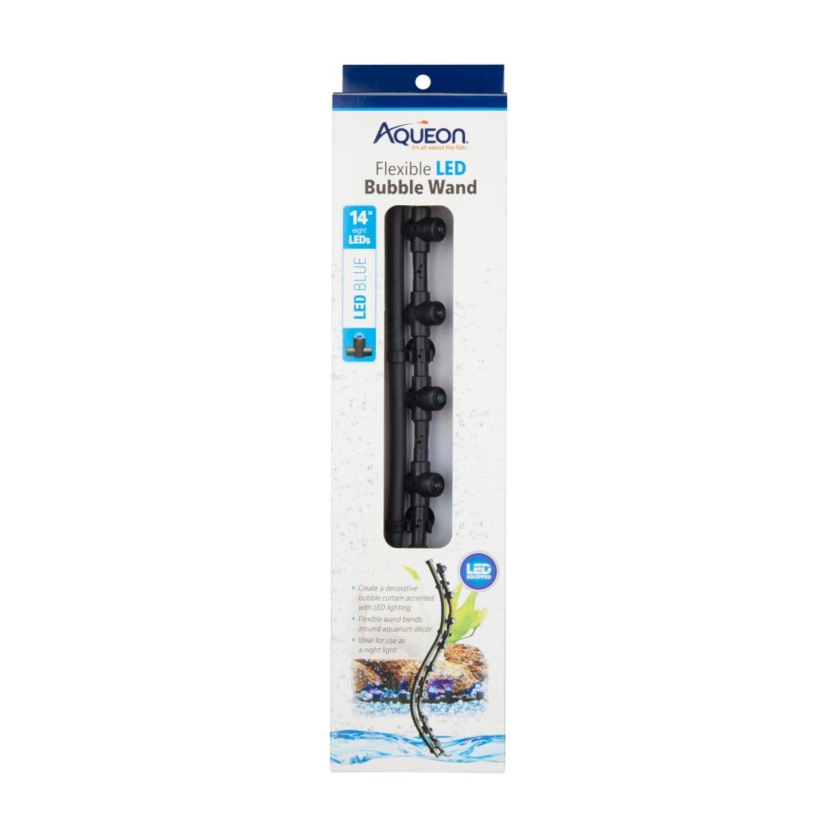 Aqueon Flexible LED Bubble Wand Blue, 14 in - Pets Perfect