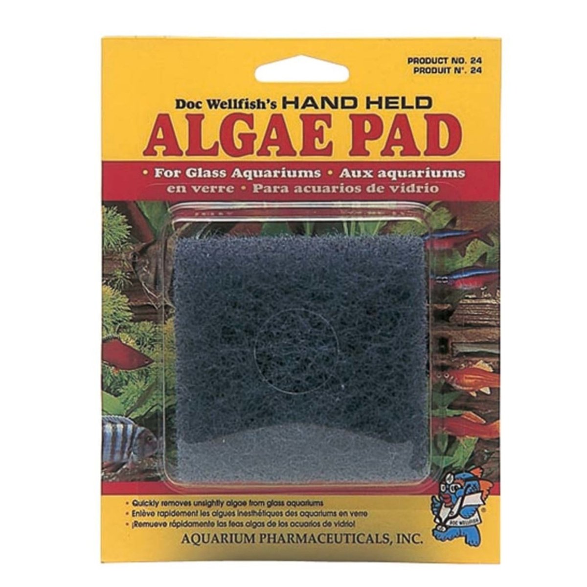 API Doc Wellfish's Hand Held Algae Pad For Glass, 1ea - Pets Perfect