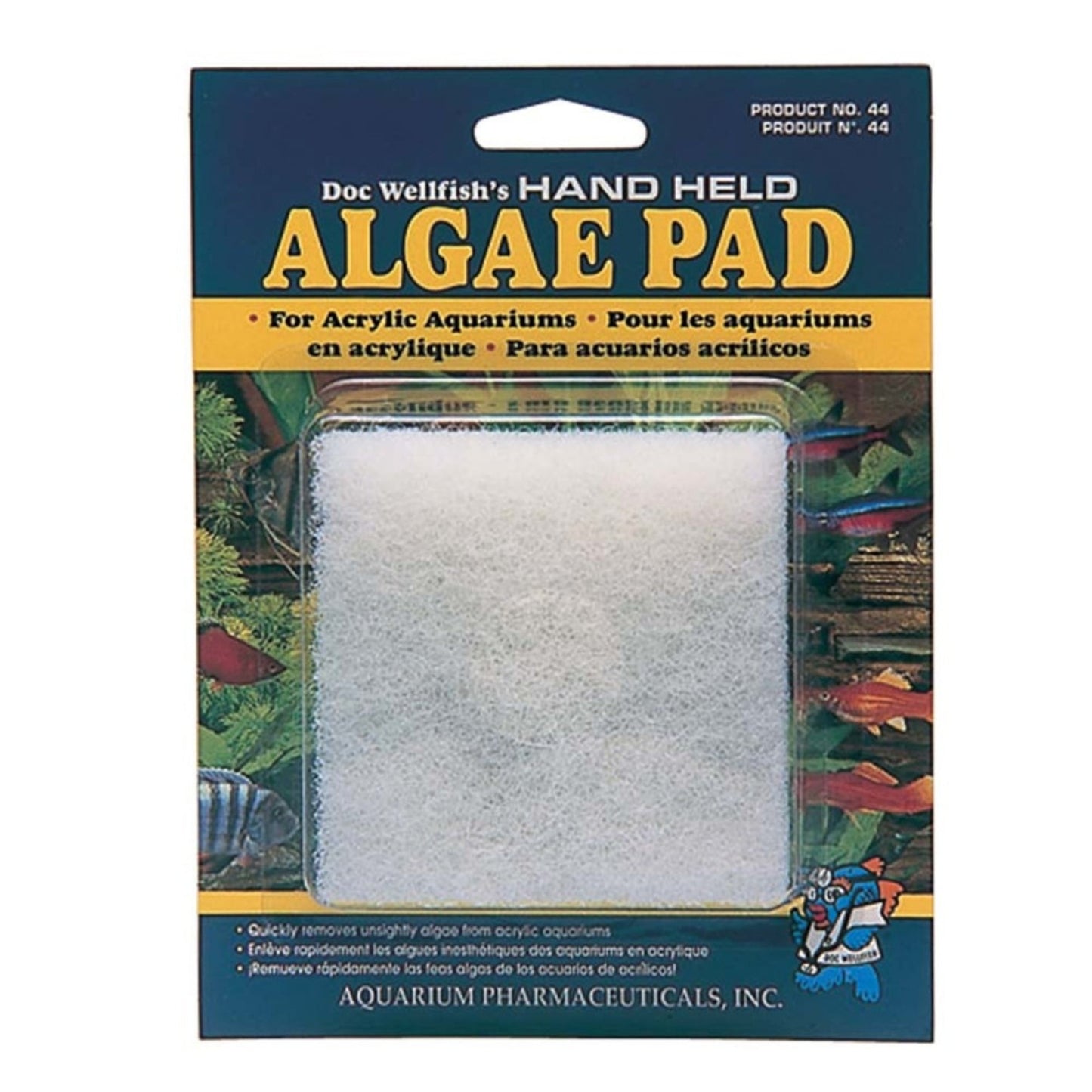 API Doc Wellfish's Hand Held Algae Pad For Acrylic, 1ea - Pets Perfect