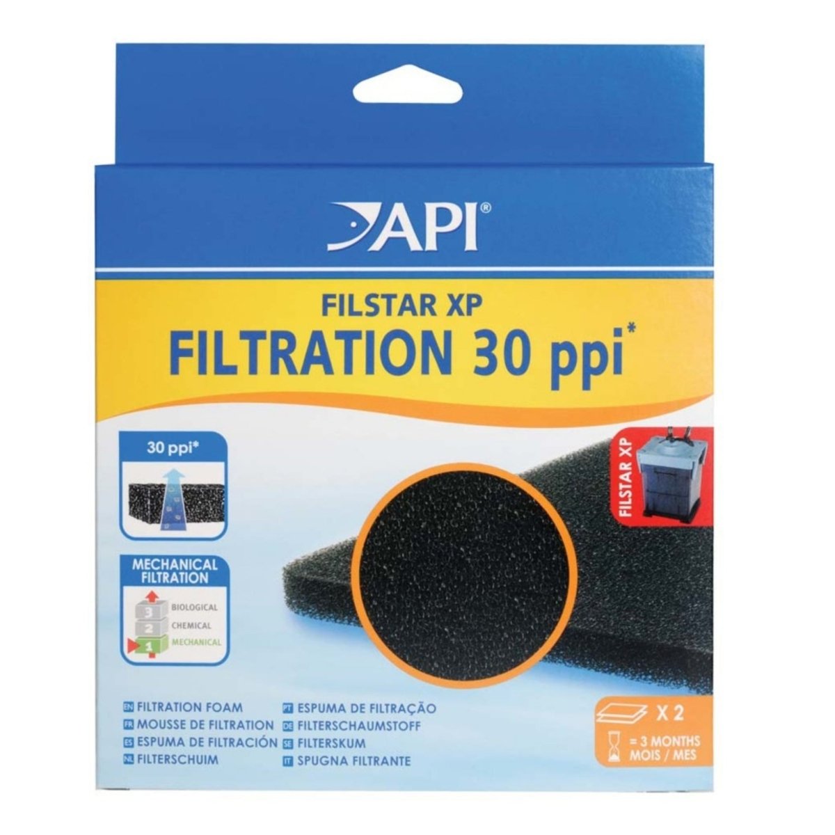 API Filstar Fine Filtration Foam 30 PPI Black, 1ea/2 pk - Pets Perfect
