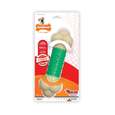 Nylabone Power Chew Double Action Durable Dog Toy Bacon, X-Large/Souper, 50 lb 1 ct - Pets Perfect