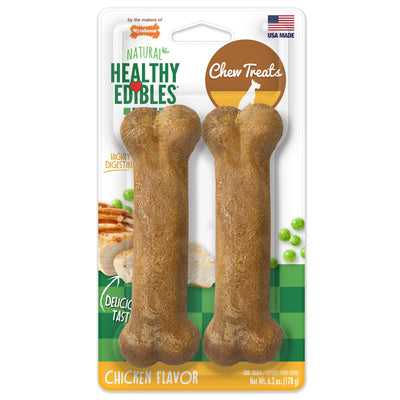 Nylabone Healthy Edibles AllNatural Long Lasting Chicken Dog Chew Treats Chicken, Medium/Wolf Up To 35 Lbs. 2 ct