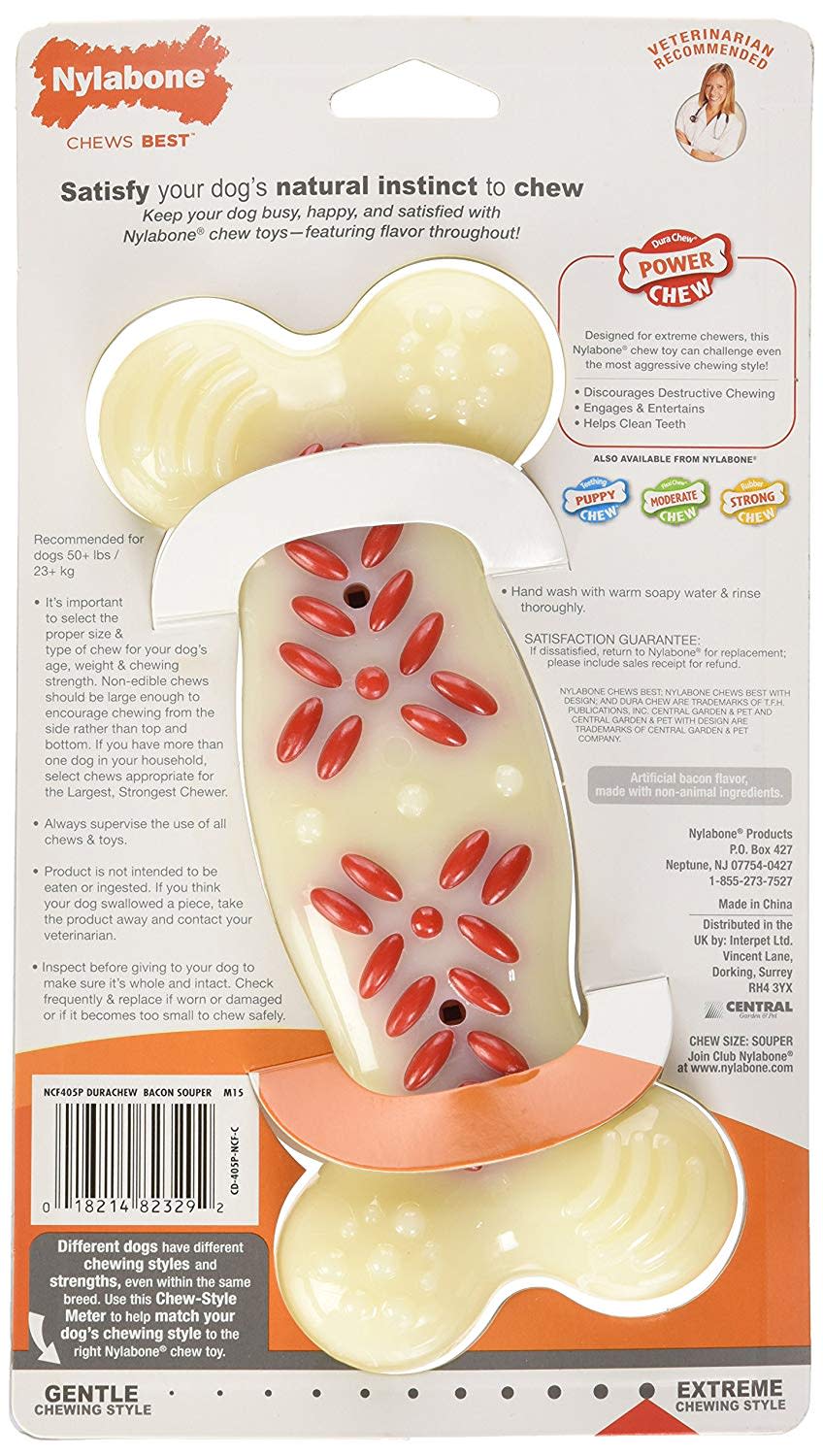 Nylabone Power Chew Action Ridges Chew Dog Toy Bacon, X-Large/Souper, view 7