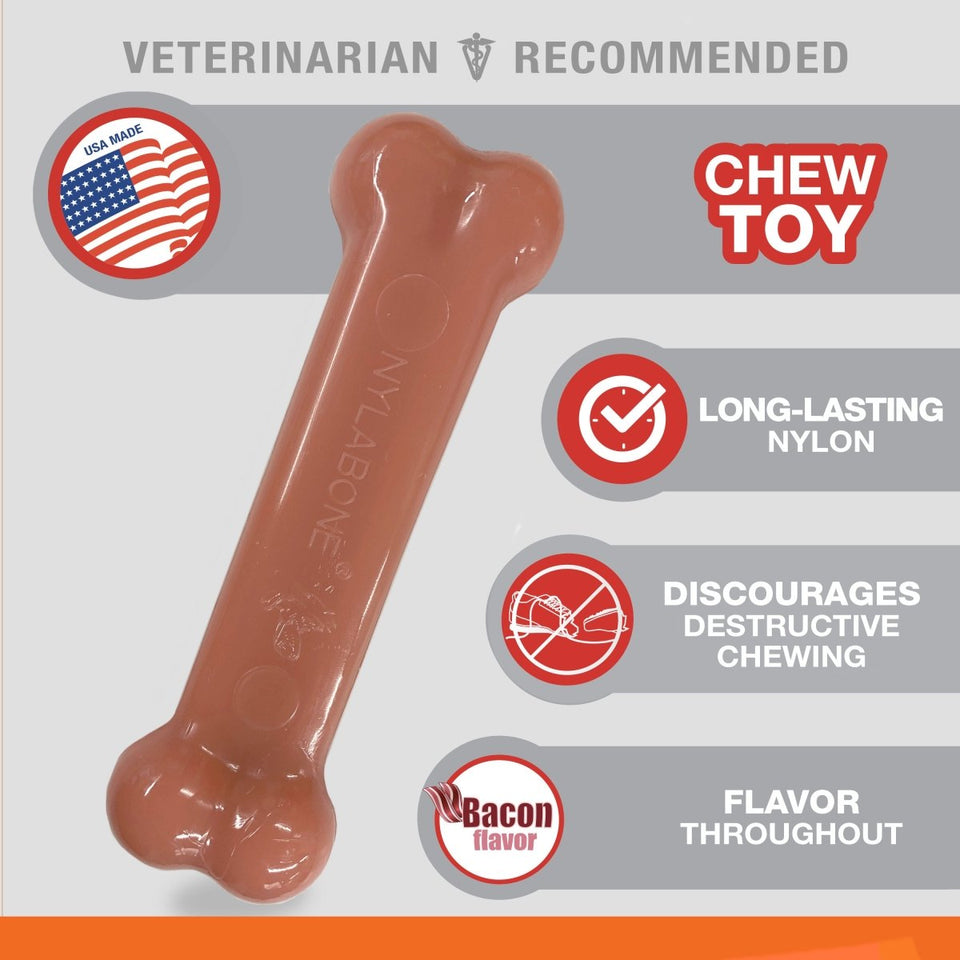 Nylabone Power Chew Bacon Chicken Durable Dog Chew Toy Pack Bacon Chicken, Medium/Wolf up to 35 lb 2 ct - Pets Perfect