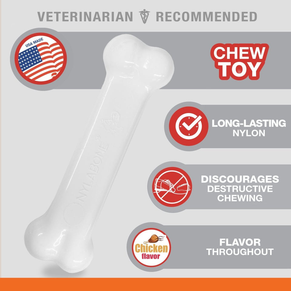 Nylabone Power Chew Bacon Chicken Durable Dog Chew Toy Pack Bacon Chicken, Medium/Wolf up to 35 lb 2 ct - Pets Perfect