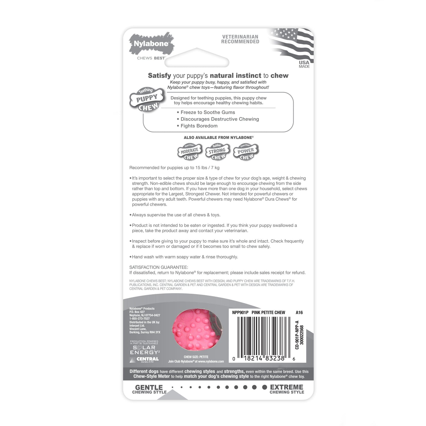 Nylabone Puppy Teething Soothing Flexible Chew Dog Toy Chicken, Pink, view 10