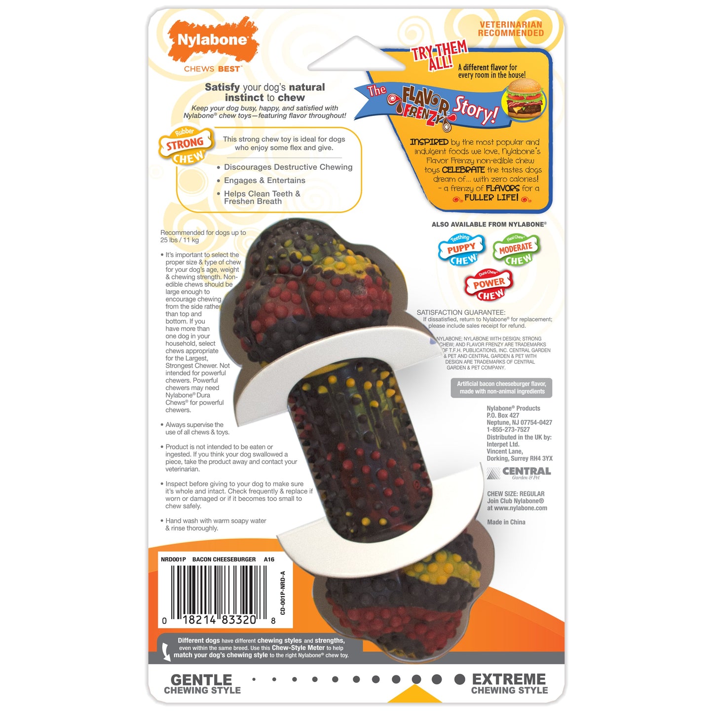 Nylabone Flavor Frenzy Strong Chew Dog Toy Bacon Cheeseburger, view 8