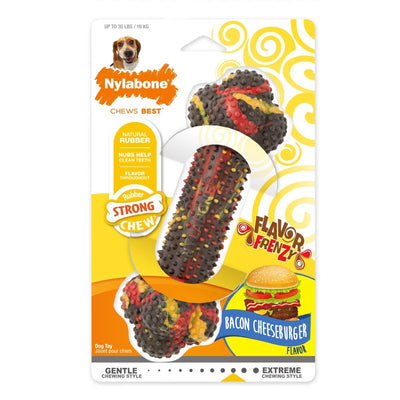 Nylabone Flavor Frenzy Strong Chew Dog Toy Bacon Cheeseburger, Medium/Wolf up to 35 lb 1 ct - Pets Perfect
