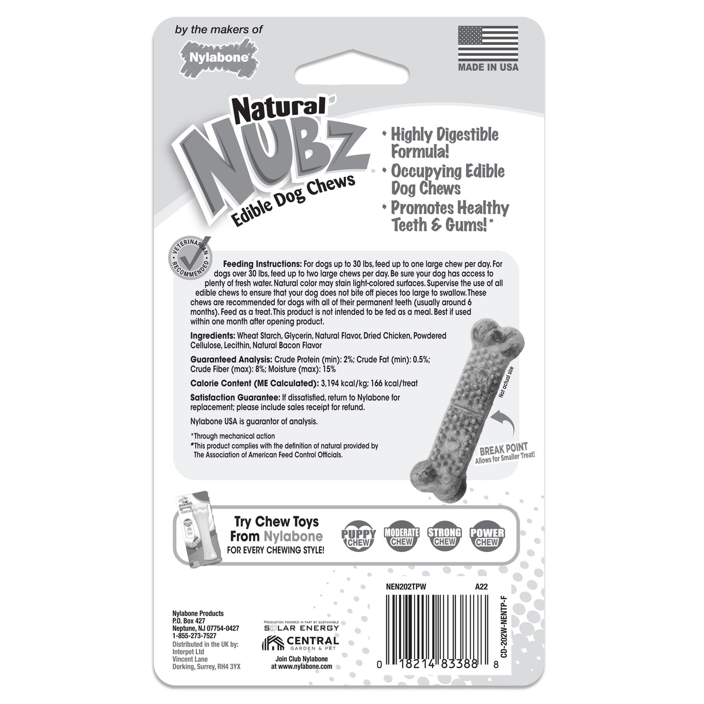 Nylabone Natural Nubz Chicken Dog Treats Chicken, Large 30 lb. 2 ct, view 9