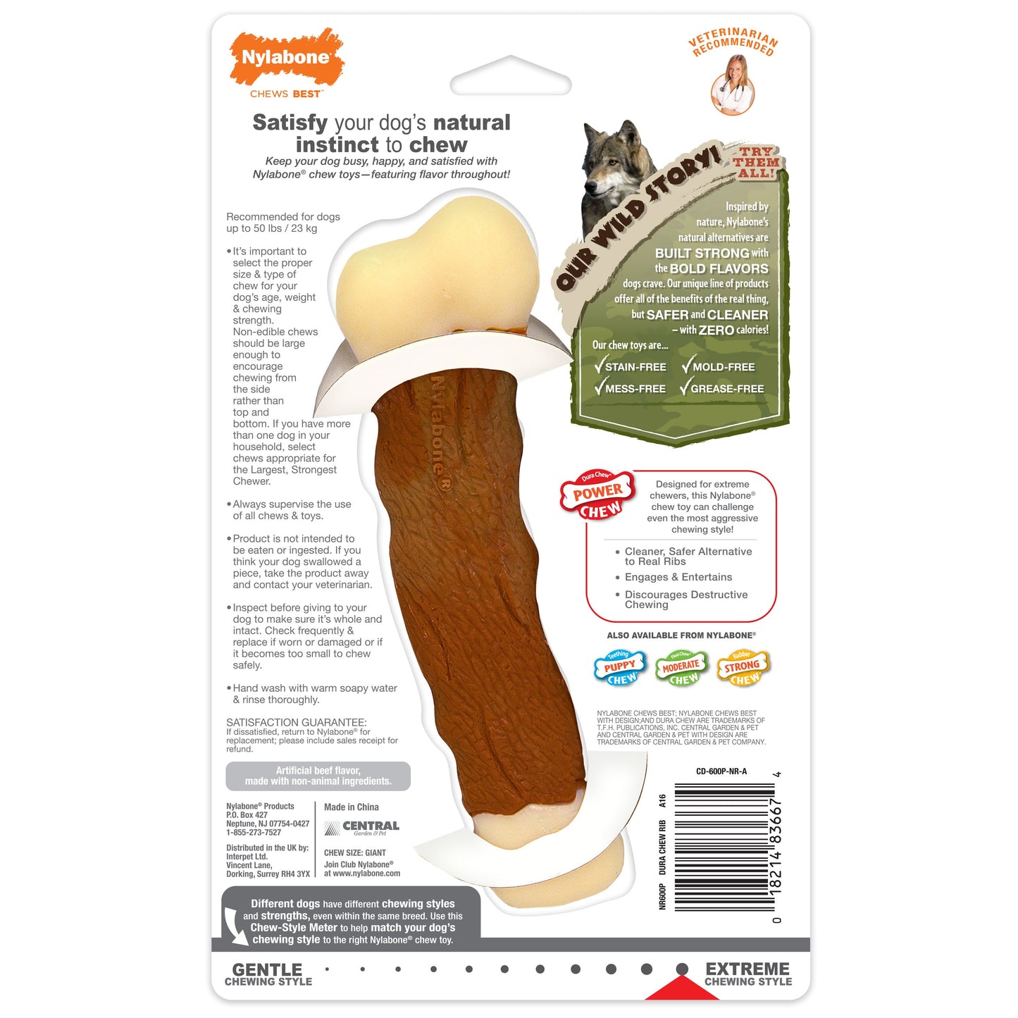 Nylabone Power Chew Marrow Bone Alternative Dog Chew Toy Beef, view 8