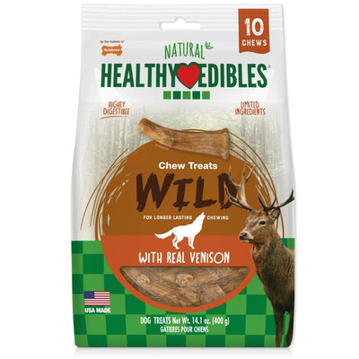 Nylabone Healthy Edibles WILD All-Natural Long-Lasting Antler Dog Chew Treats Venison, Large/Giant up to 50 lb. 10 ct - Pets Perfect