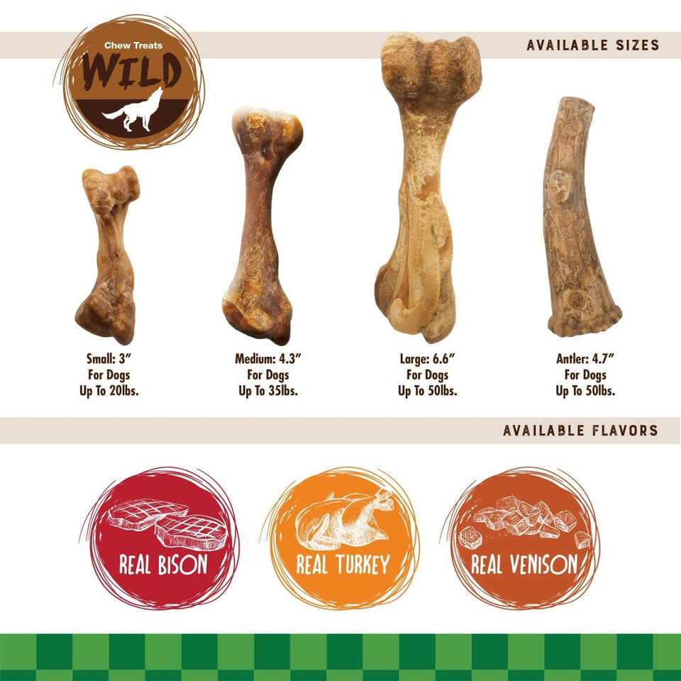 Nylabone Healthy Edibles WILD All-Natural Long-Lasting Antler Dog Chew Treats Venison, Large/Giant up to 50 lb. 10 ct - Pets Perfect