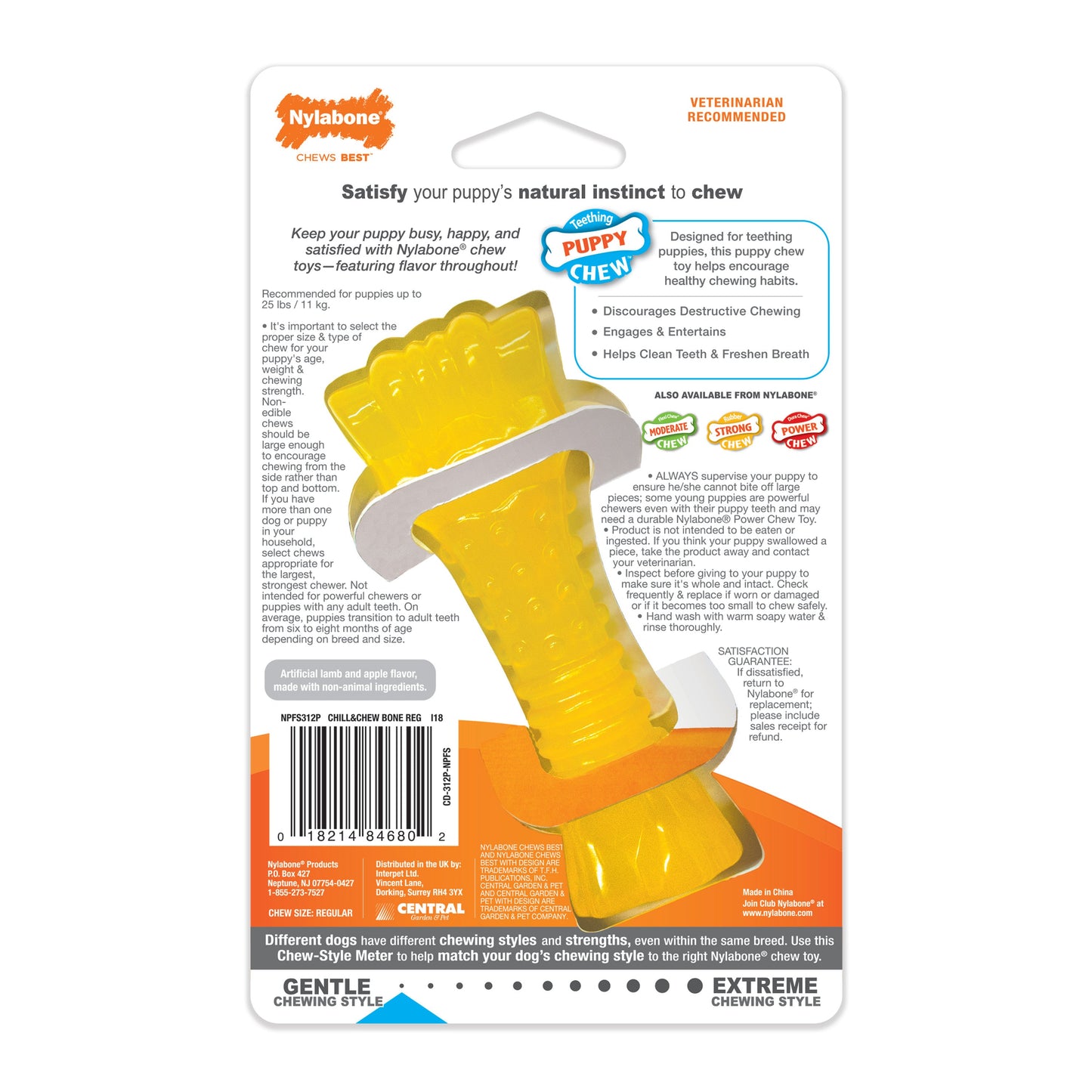 Nylabone Puppy Dog Chew Freezer Dog Bone Lamb Apple, view 10