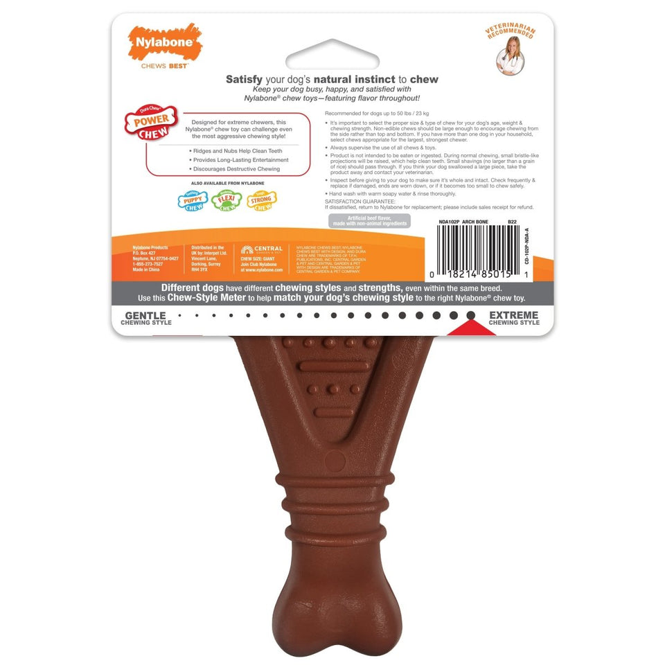 Nylabone Power Chew Arch Bone Dog Dental Chew Dog Toy Large/Giant up to 50 lb. 1 ct - Pets Perfect