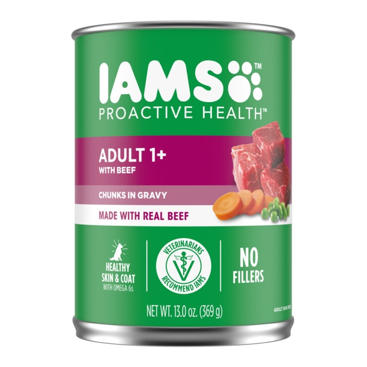 IAMS Proactive Health Chunks Adult Wet Dog Food Beef, Rice, Carrots & Green Beans in Gravy 12.3oz Case of 12 - Pets Perfect