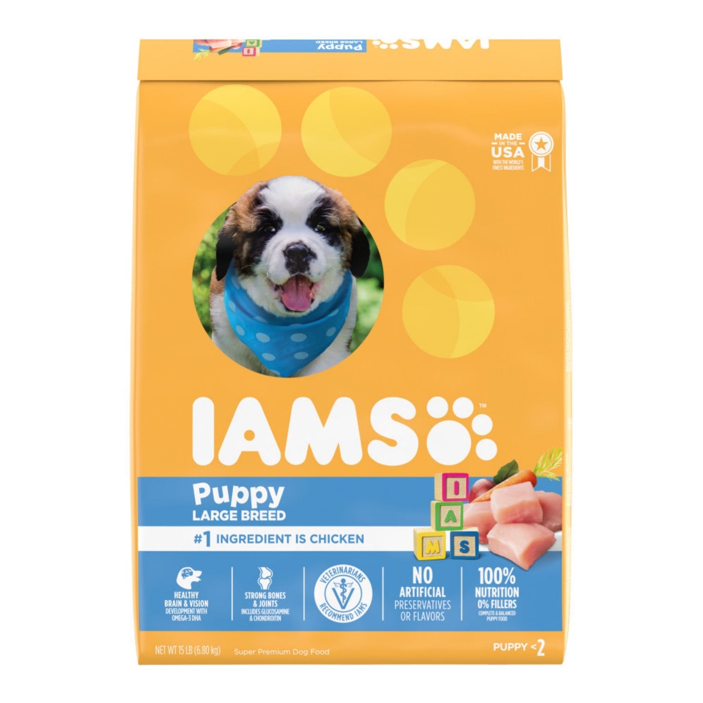IAMS Smart Large Breed Puppy Dry Dog Food Real Chicken 15lb - Pets Perfect