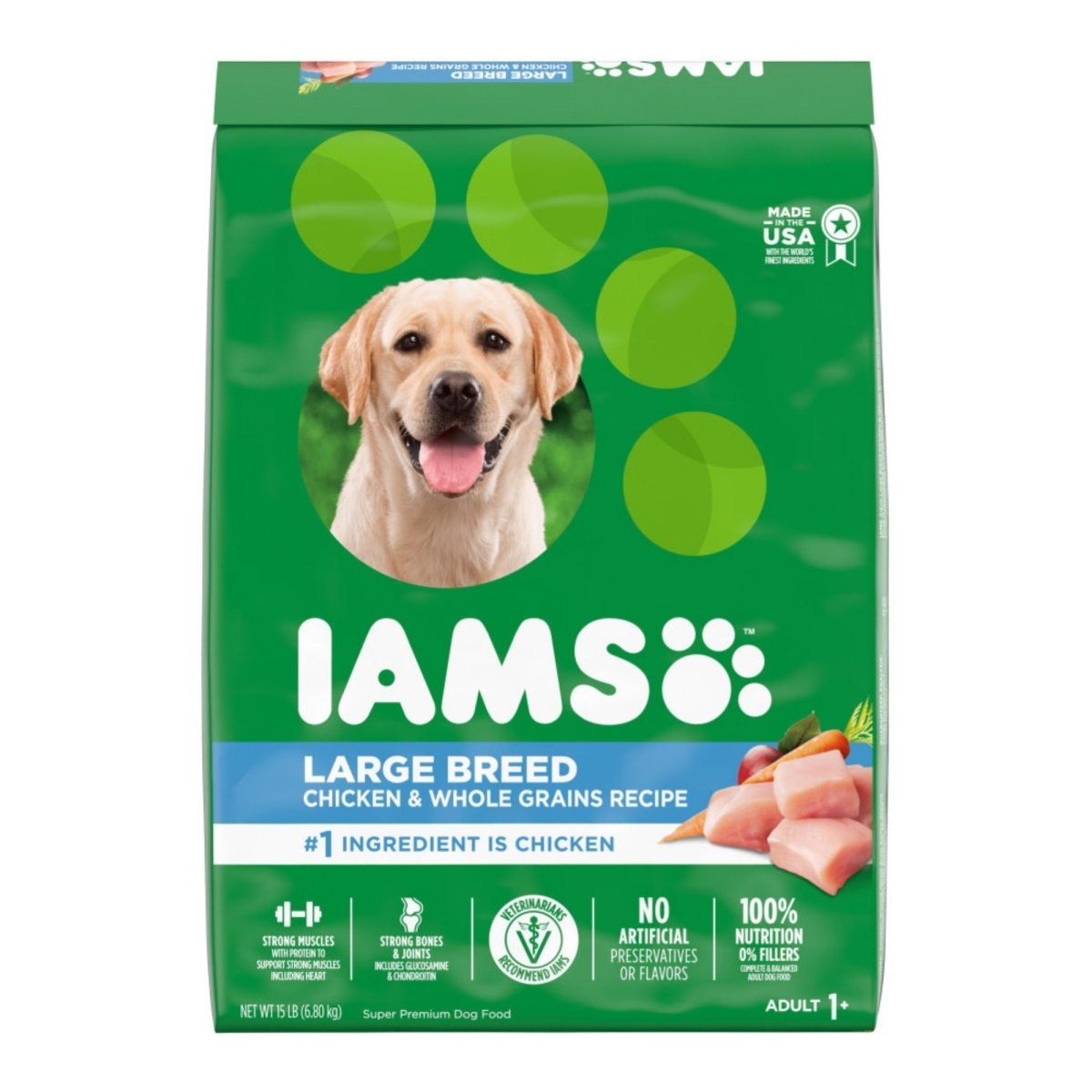 IAMS High Protein Large Breed Adult Dry Dog Food Real Chicken 15lb - Pets Perfect