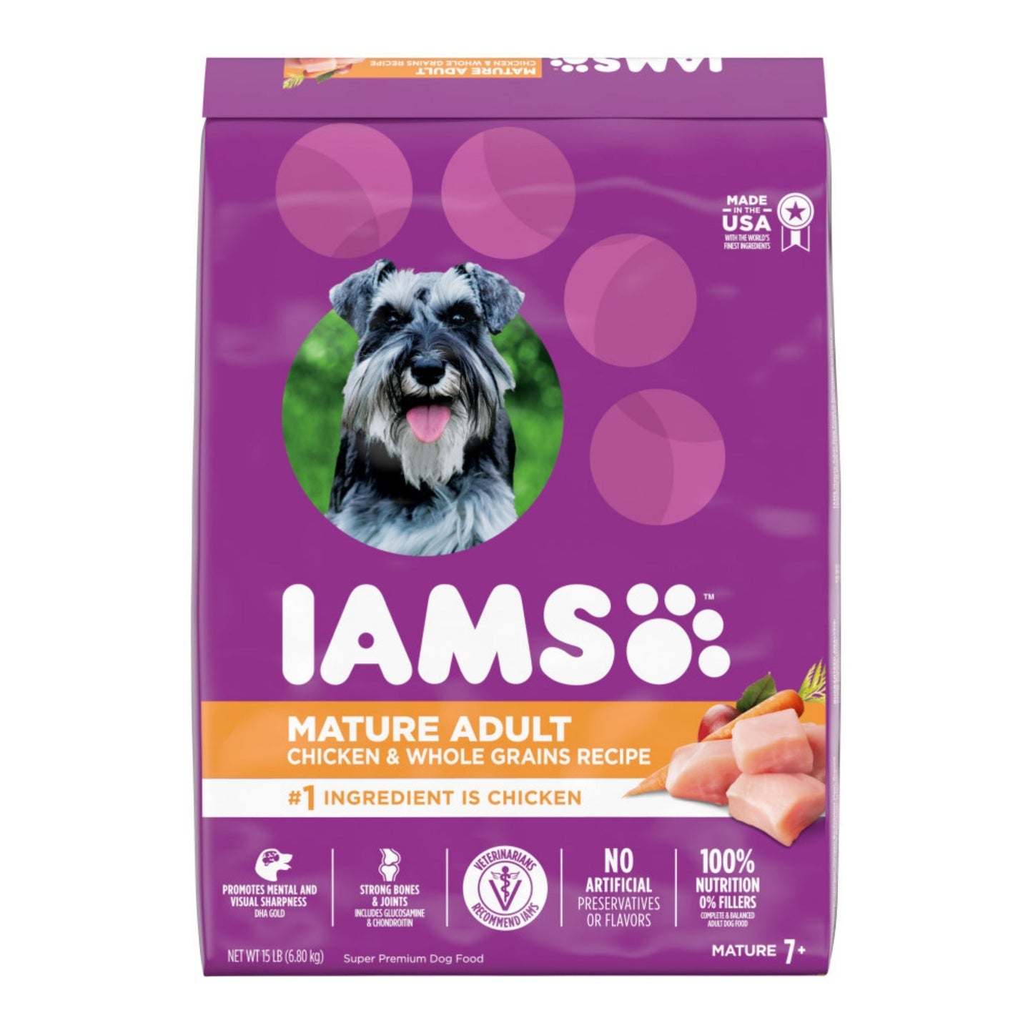 IAMS Mature Adult Senior Dry Dog Food Real Chicken 15lb