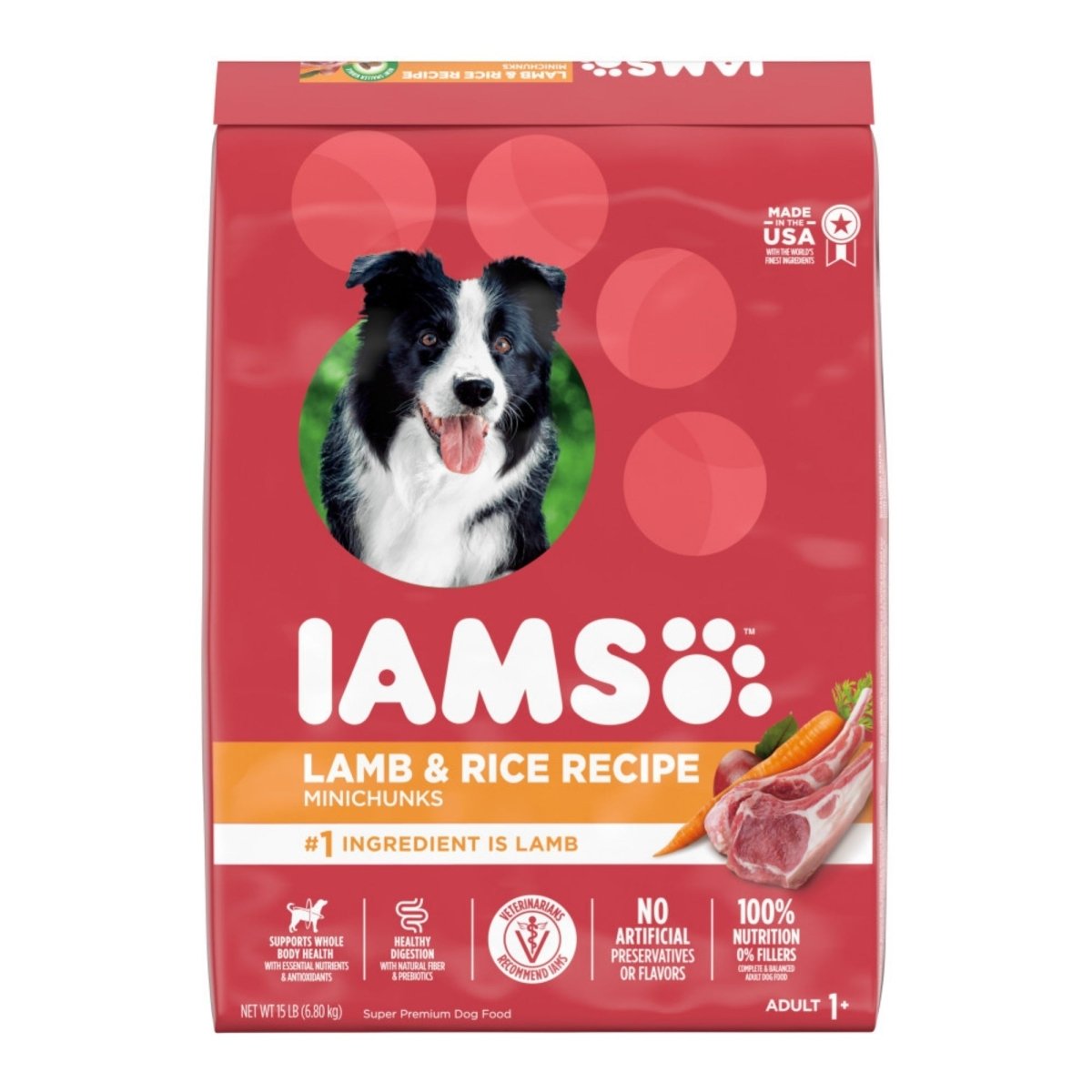 IAMS Minichunks Adult Dry Dog Food Lamb & Rice 15lb - Pets Perfect
