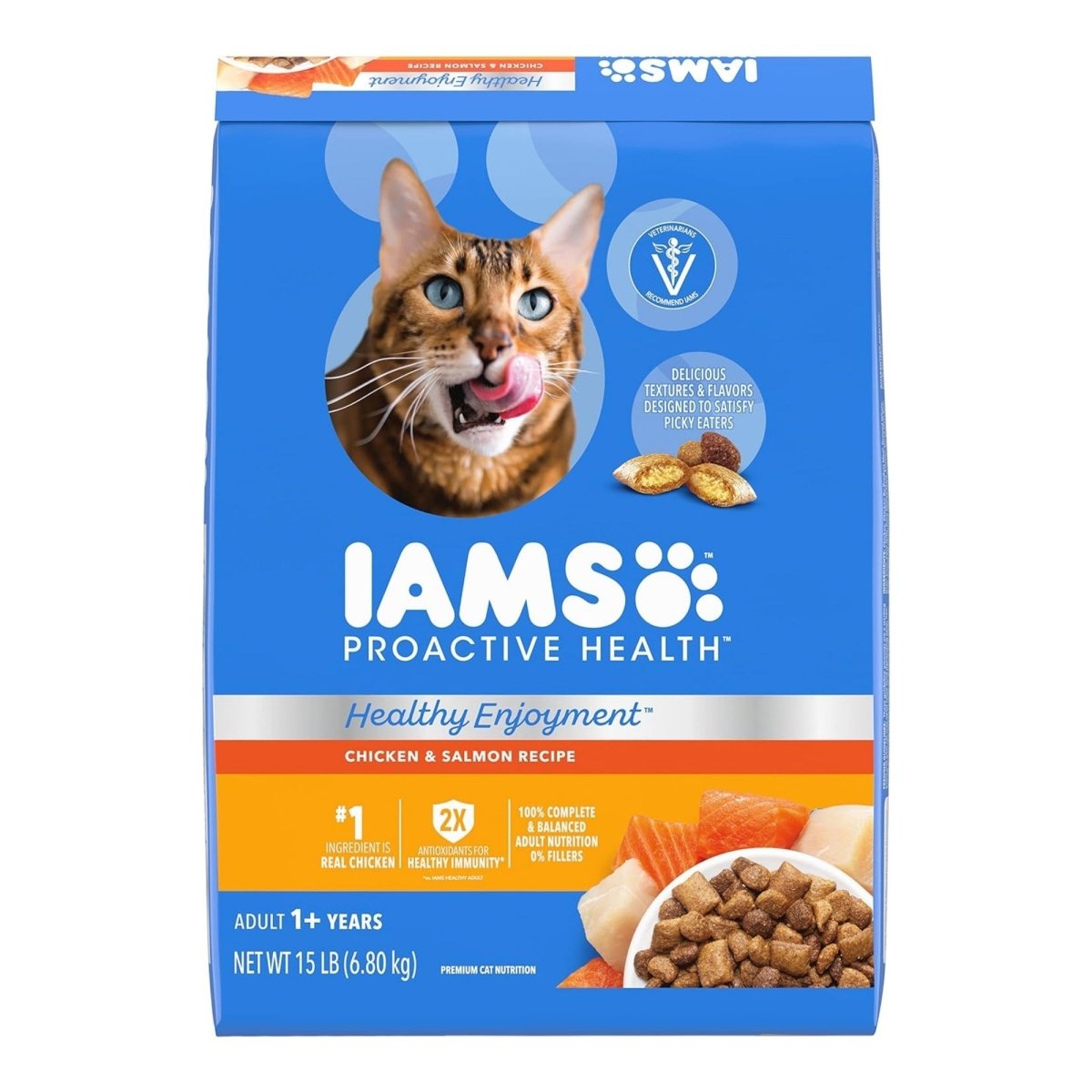 IAMS ProActive Health Healthy Enjoyment Dry Cat Food Chicken & Salmon 15lb - Pets Perfect