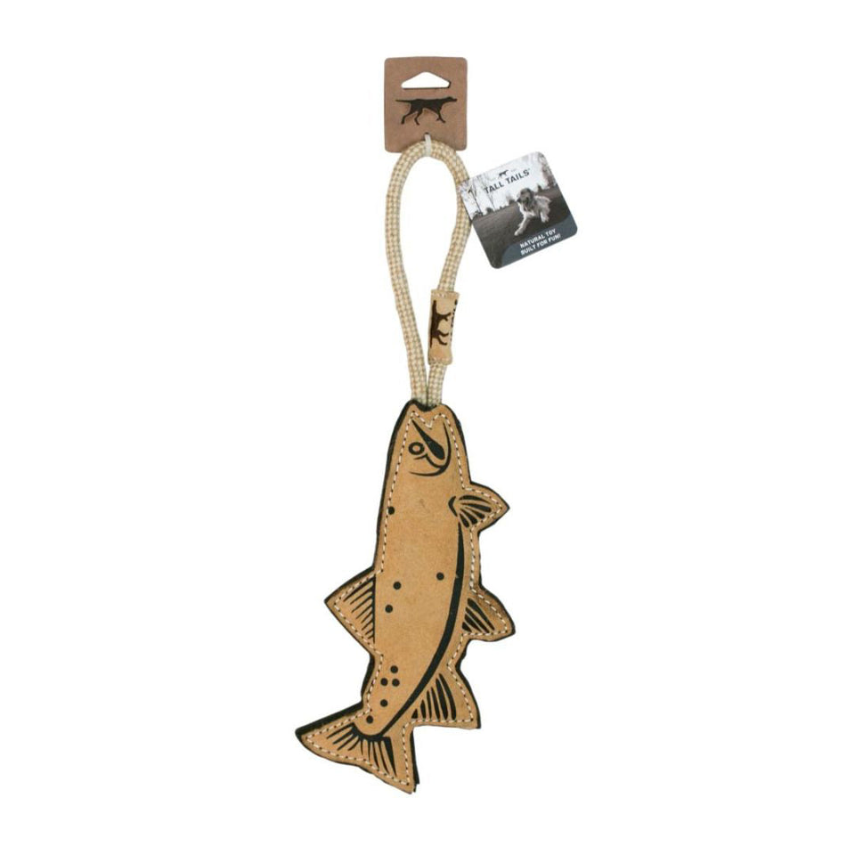 Tall Tails Leather and Wool Trout Dog Toy, 16 Inches