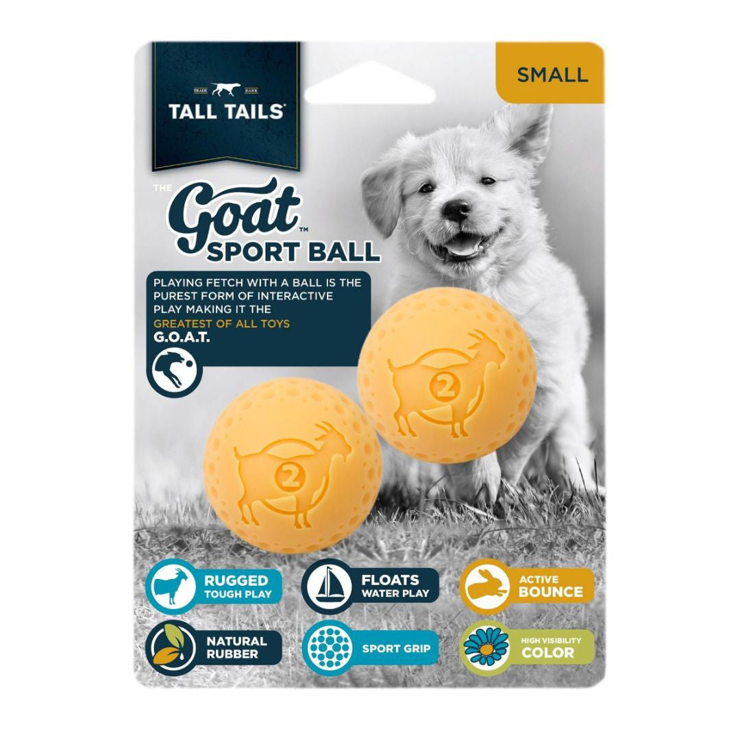 Tall Tails Dog Goat Ball, Yellow, 2 in