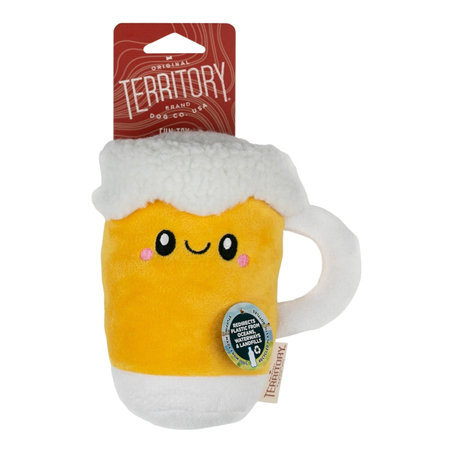 Territory Plush Squeaker Beer Bottle Dog Toy, 6.5 Inch