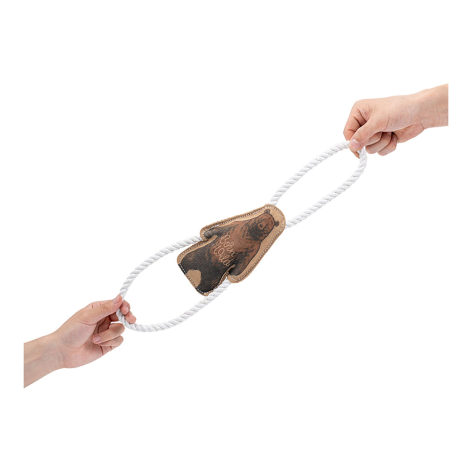 Territory Dog Natural Leather Color Grizzly Bear Tug Toy 14in. - Dog Toys Rope and Tug
