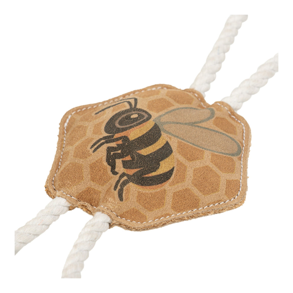 Territory Dog Natural Leather Color Bee Tug Toy 14in.