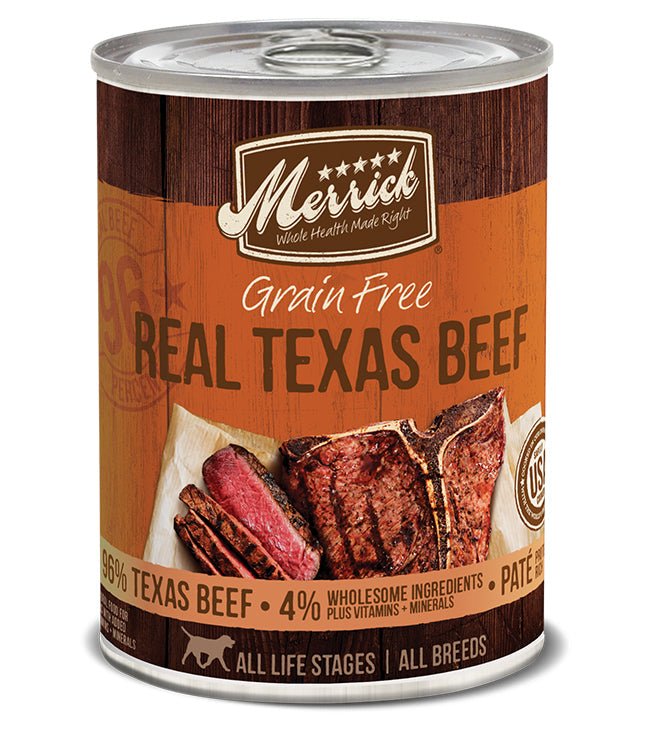 Merrick Grain Free Real Texas Beef Canned Dog Foods 12.7oz. (Case of 12) - Pets Perfect