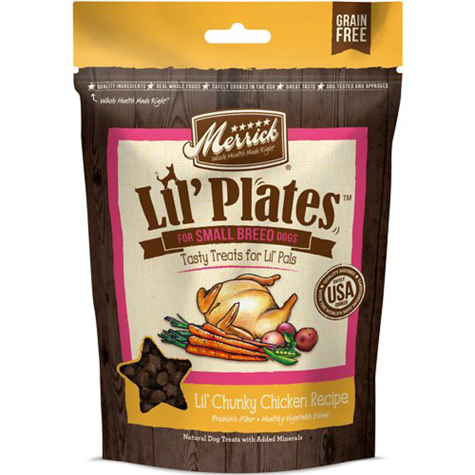 Lil' Plates grain free chicken treat pouch with star-shaped treat window