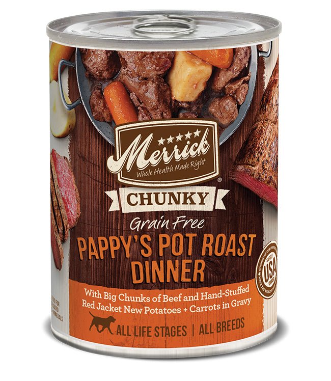 Merrick Grain - Free Chunky Pappy Pot Roast Beef Wet Dog Food | 12.7 oz (Case of 12) - Pets Perfect