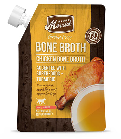 Merrick Grain-Free Chicken Bone Broth Dog Food Topper, 7 oz, 14 ct