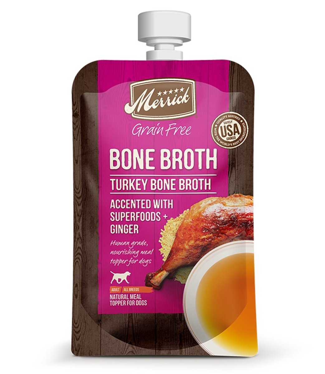 Merrick Grain - Free Turkey Bone Broth Dog Food Topper | 7 oz (Case of 14) - Pets Perfect