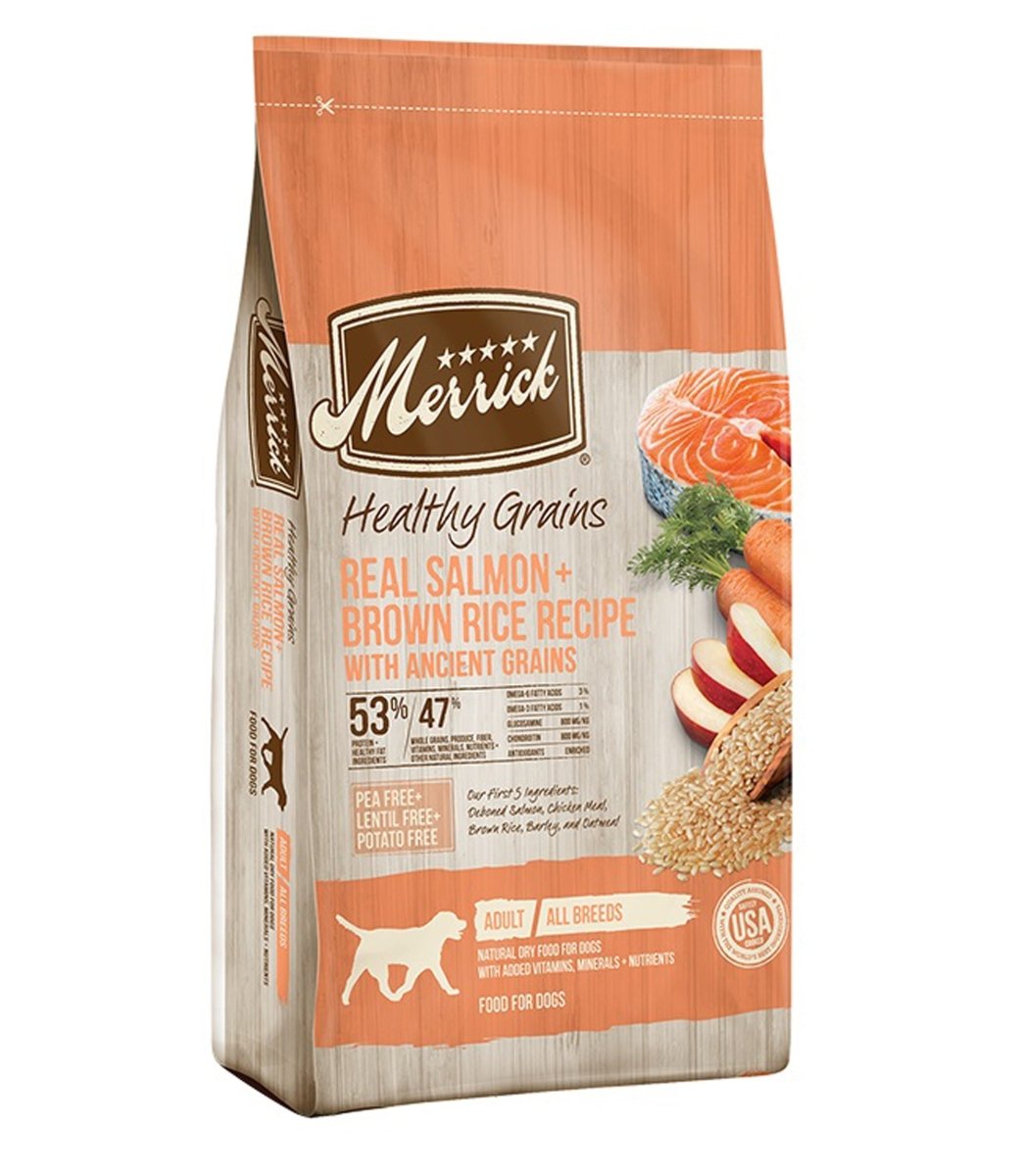 Merrick Healthy Grains Real Salmon and Brown Rice Dry Dog Food 4 lb - Pets Perfect