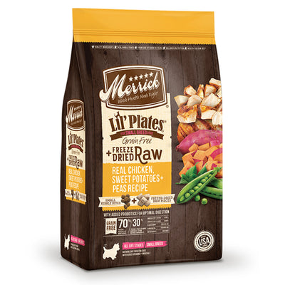 Merrick Lil' Plates Real Chicken and Sweet Potatoes with Raw Bites Dry Dog Food 4 lb