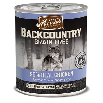 Merrick Dog Backcountry Grain Gree 96% Chicken, 12.7 oz each, Case of 12