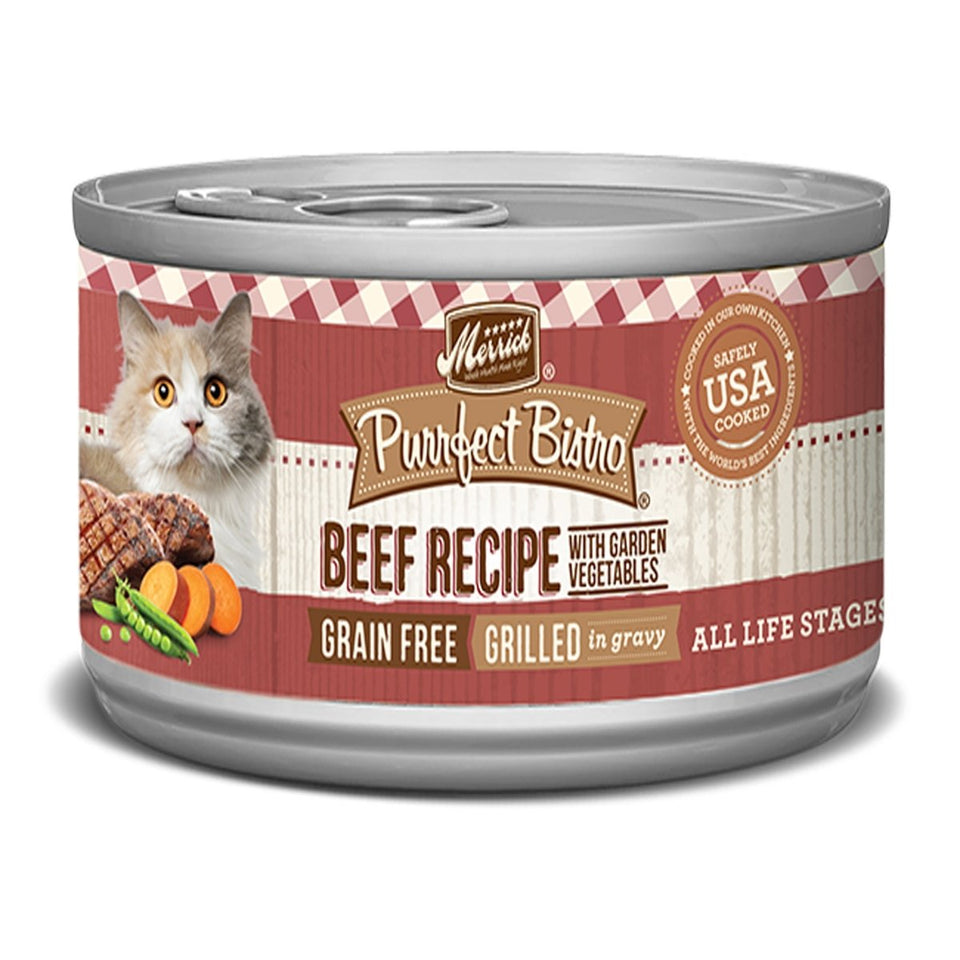 Merrick Purrfect Bistro GF Beef Pate Wet Cat Food, 5.5 oz, 24 ct
