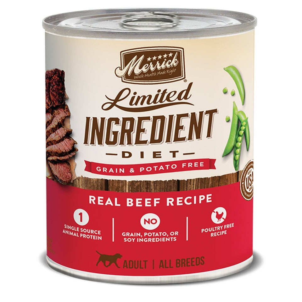 Merrick GF Limited Ingredient Diet Real Beef Wet Dog Food, 12.7 oz