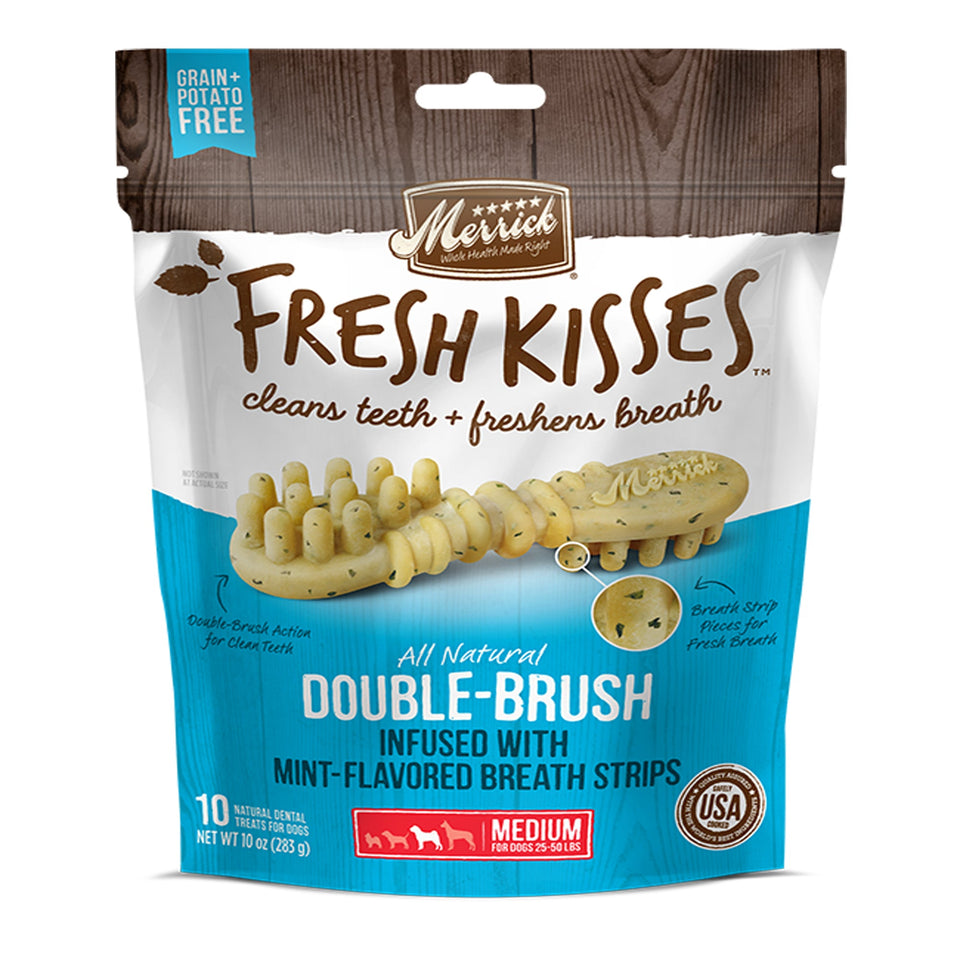 Merrick Dog Fresh Kisses Mint Strips Medium, 6 oz 6 ct