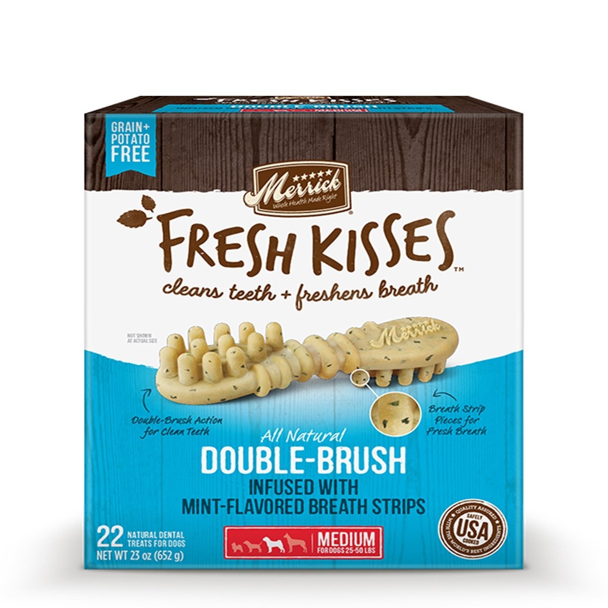 Merrick Fresh Kisses Coconut + Botanical Oils Medium Dog Dental Treats 22ct - Pets Perfect